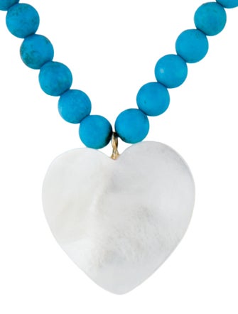 Necklace 14K Mother of Pearl & Dyed Magnesite Bead Necklace