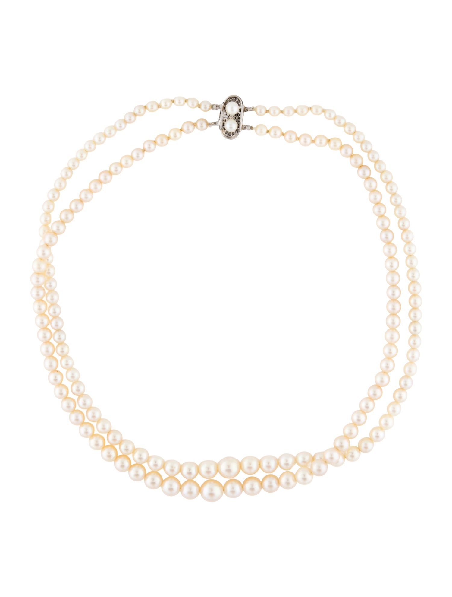 Necklace 14K Pearl Graduated Double Strand