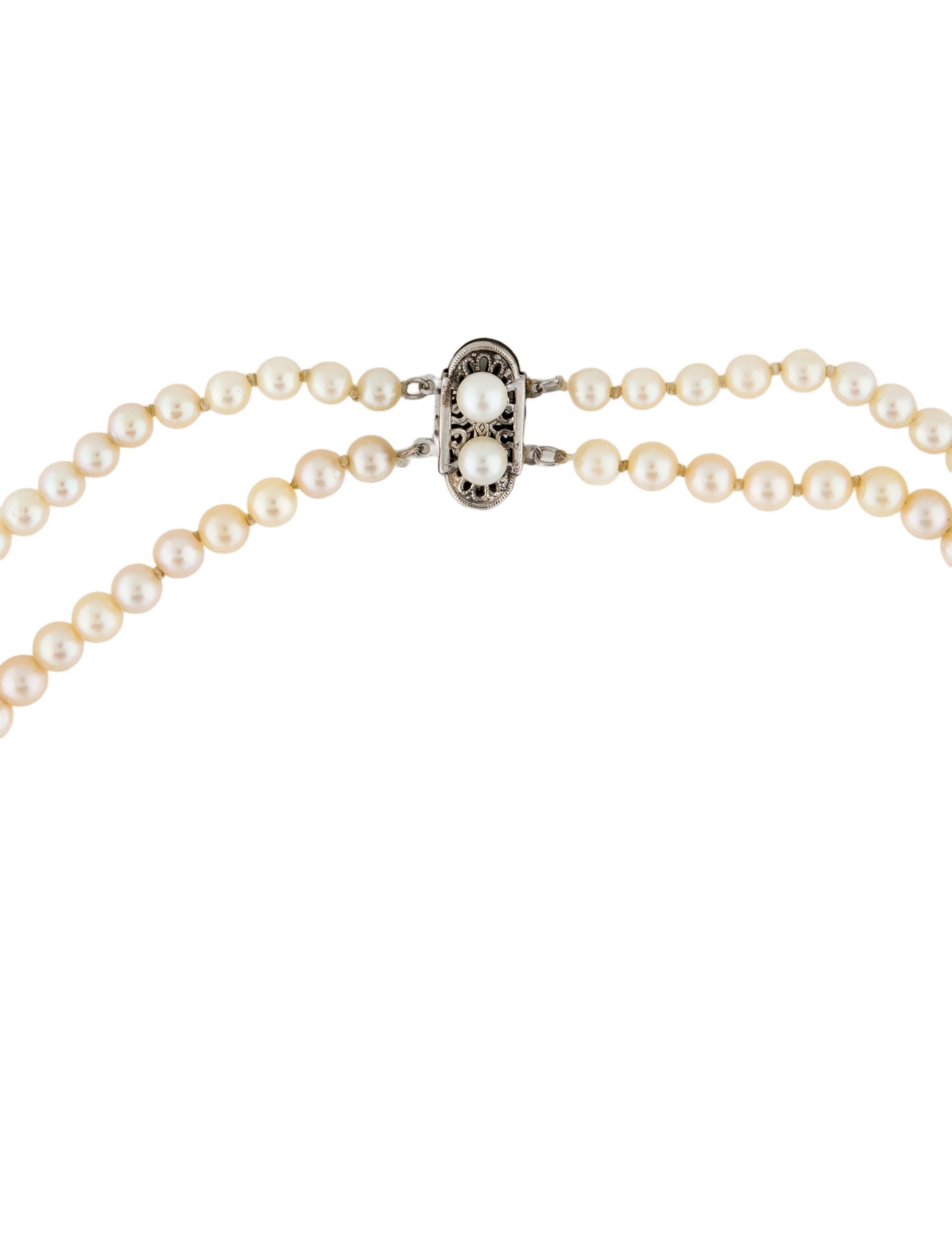 Necklace 14K Pearl Graduated Double Strand