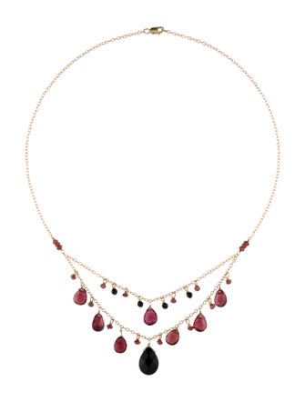Necklace 14K Onyx & Garnet Multistrand Necklace