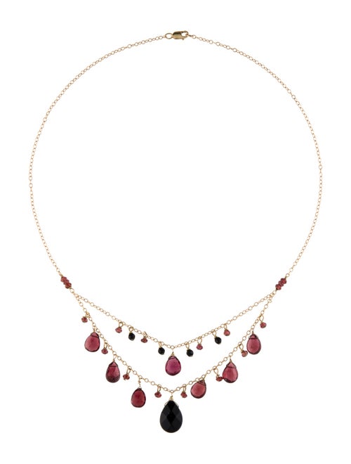 Necklace 14K Onyx & Garnet Multistrand Necklace