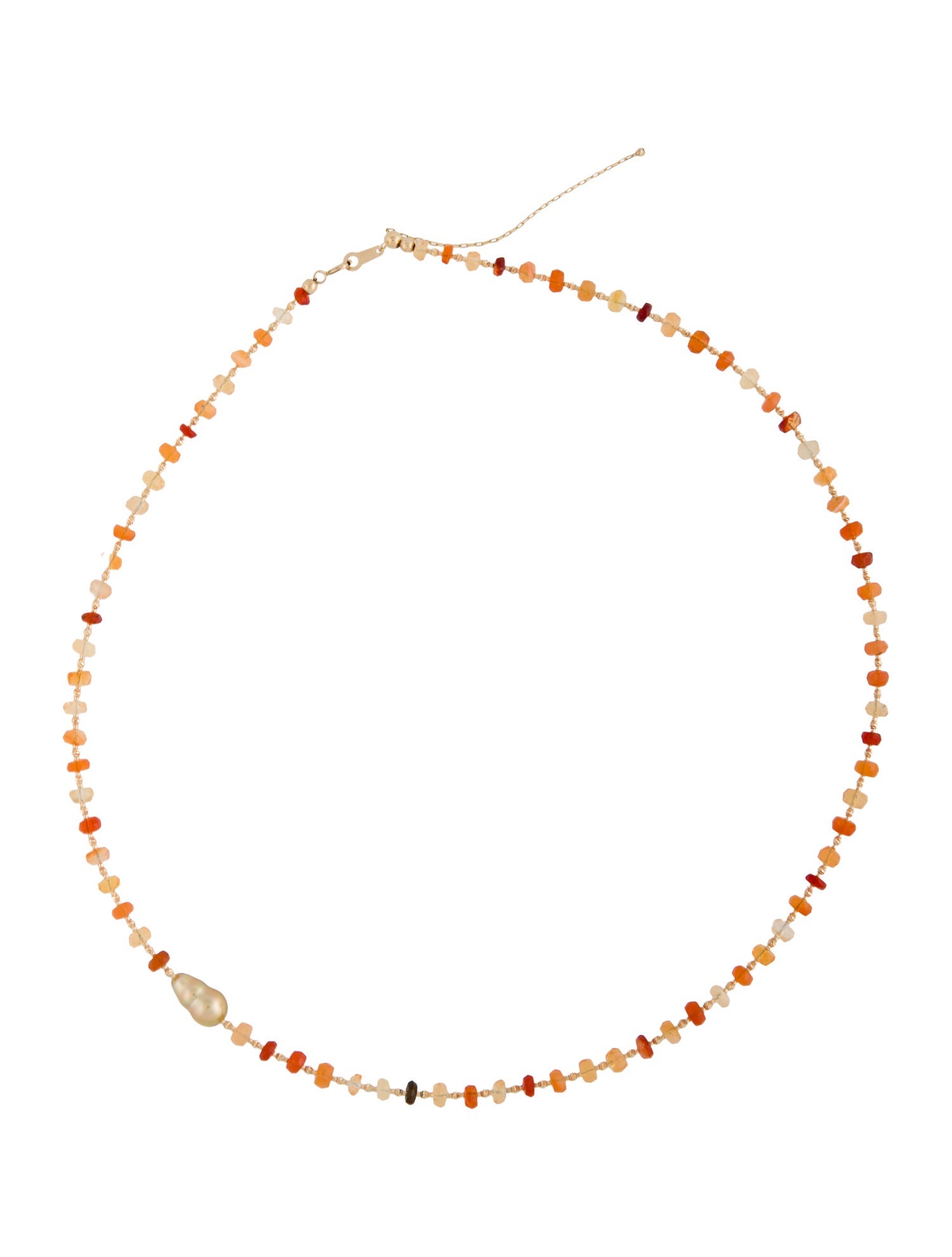 Necklace 18K Fire Opal Bead Necklace