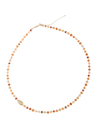 Necklace 18K Fire Opal Bead Necklace