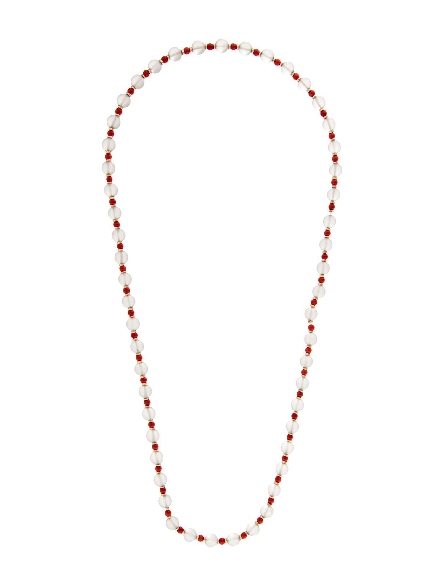 Necklace 14K Coral & Quartz Bead Strand