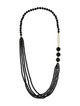 Necklace 14K Pearl & Onyx Multi Bead Strand Necklace