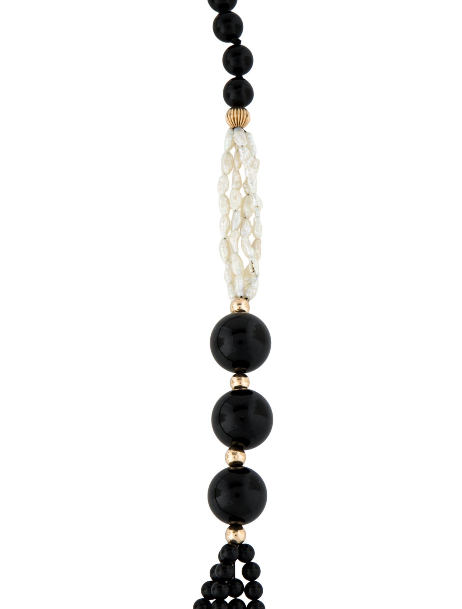 Necklace 14K Pearl & Onyx Multi Bead Strand