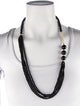 Necklace 14K Pearl & Onyx Multi Bead Strand Necklace