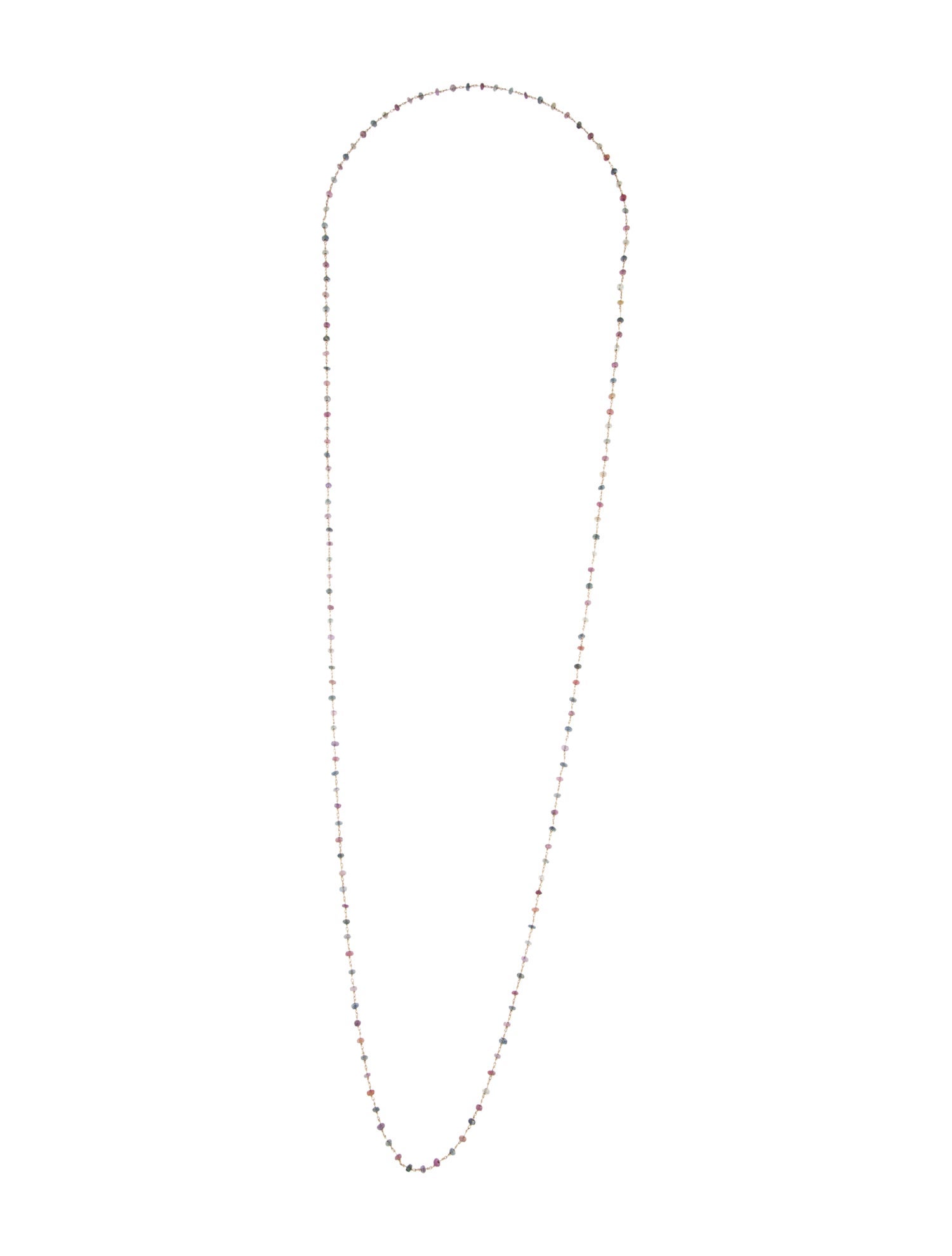 Necklace 14K Sapphire & Ruby Bead Strand Necklace