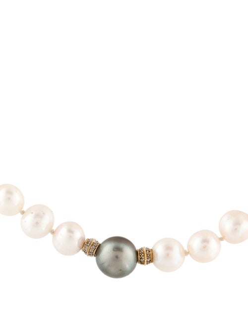 Necklace 14K Pearl & Diamond Station Necklace