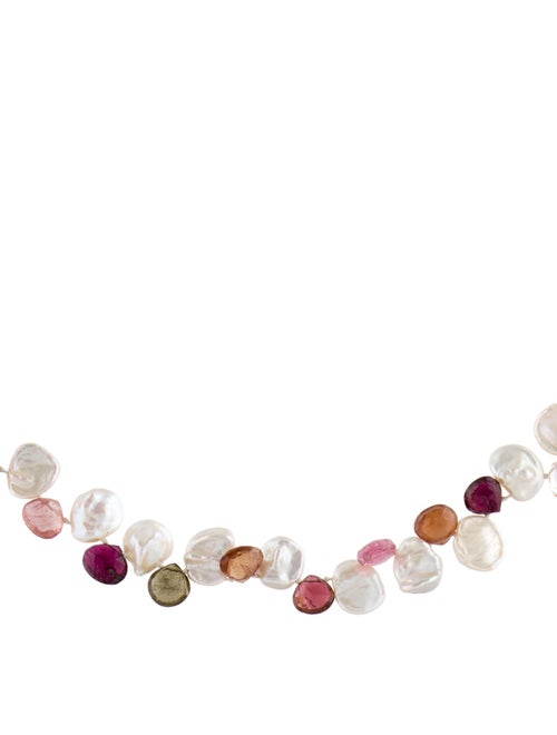 Necklace 14K Pearl & Tourmaline Bead Strand Necklace
