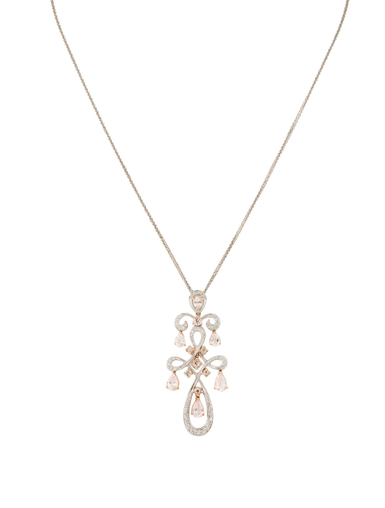 Necklace 18K Diamond and Morganite Pendant