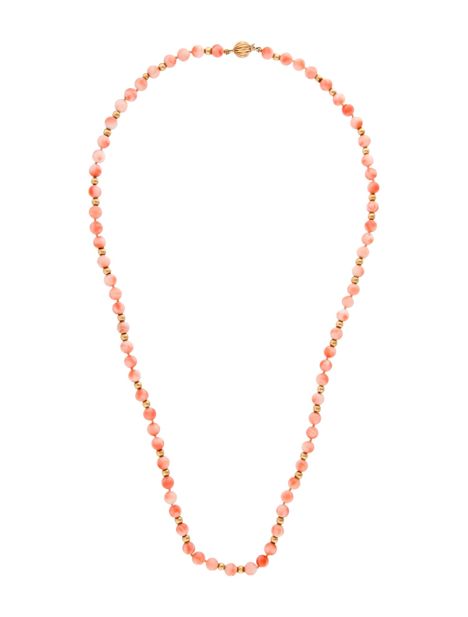 Necklace 14K Coral Bead Strand Necklace