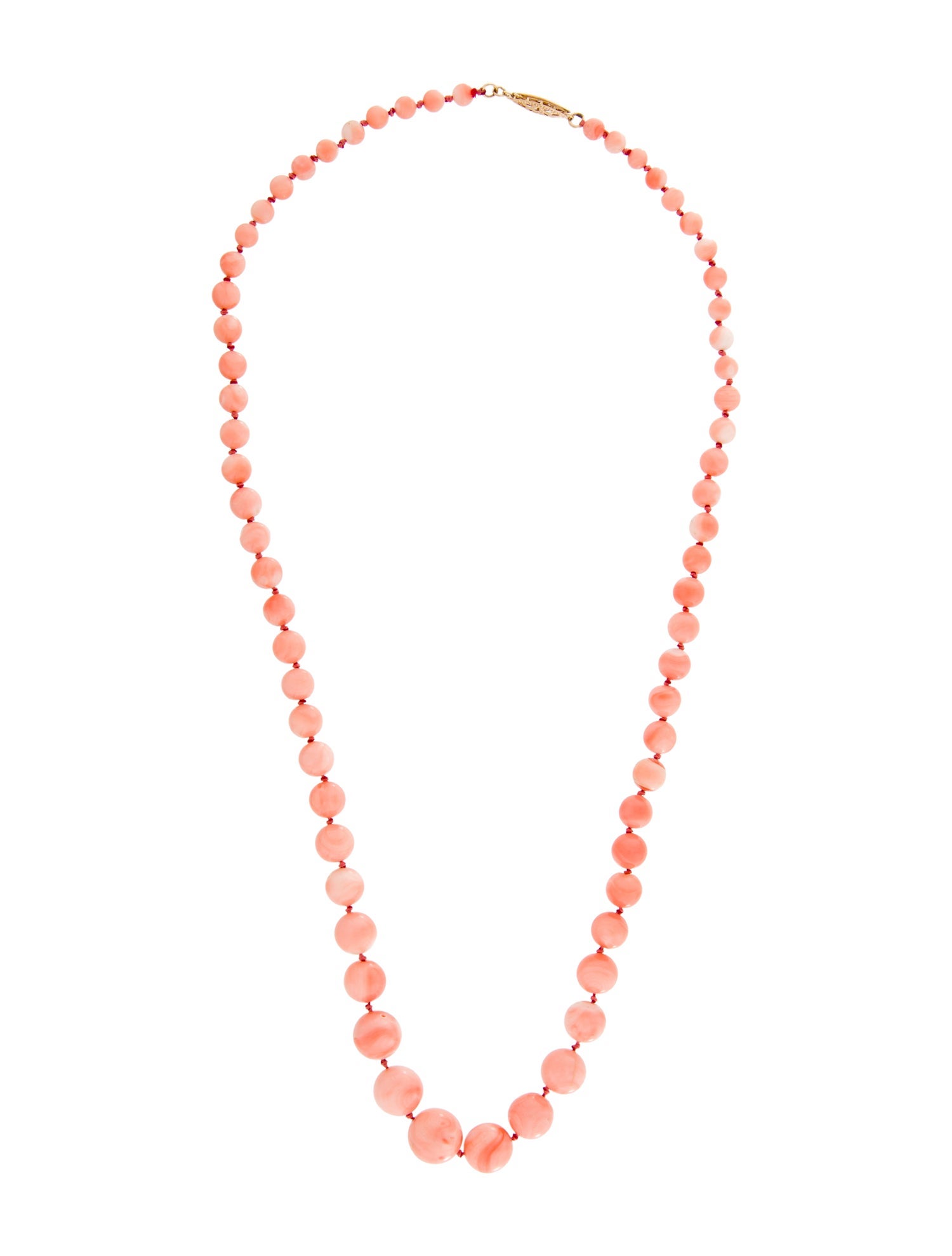 Necklace 14K Coral Graduated Bead Strand