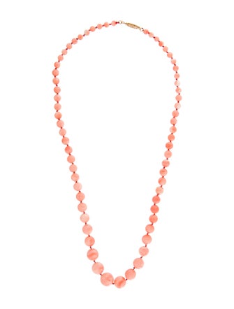 Necklace 14K Coral Graduated Bead Strand Necklace