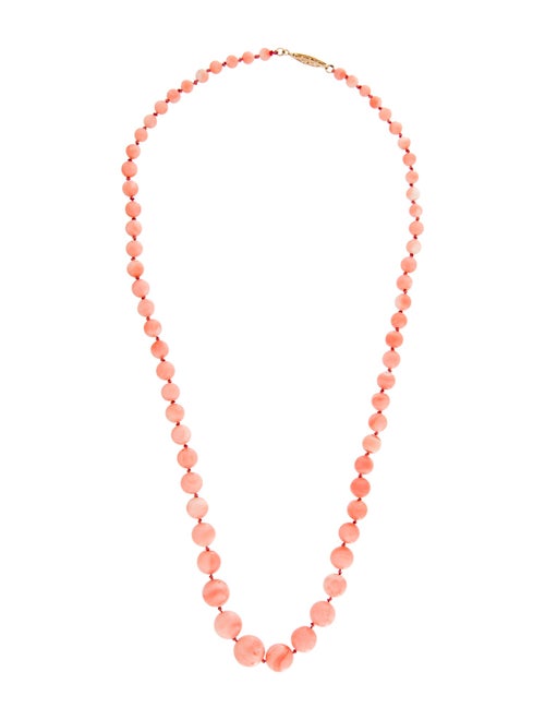 Necklace 14K Coral Graduated Bead Strand Necklace