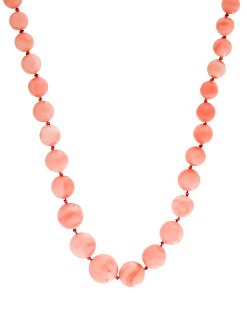 Necklace 14K Coral Graduated Bead Strand Necklace