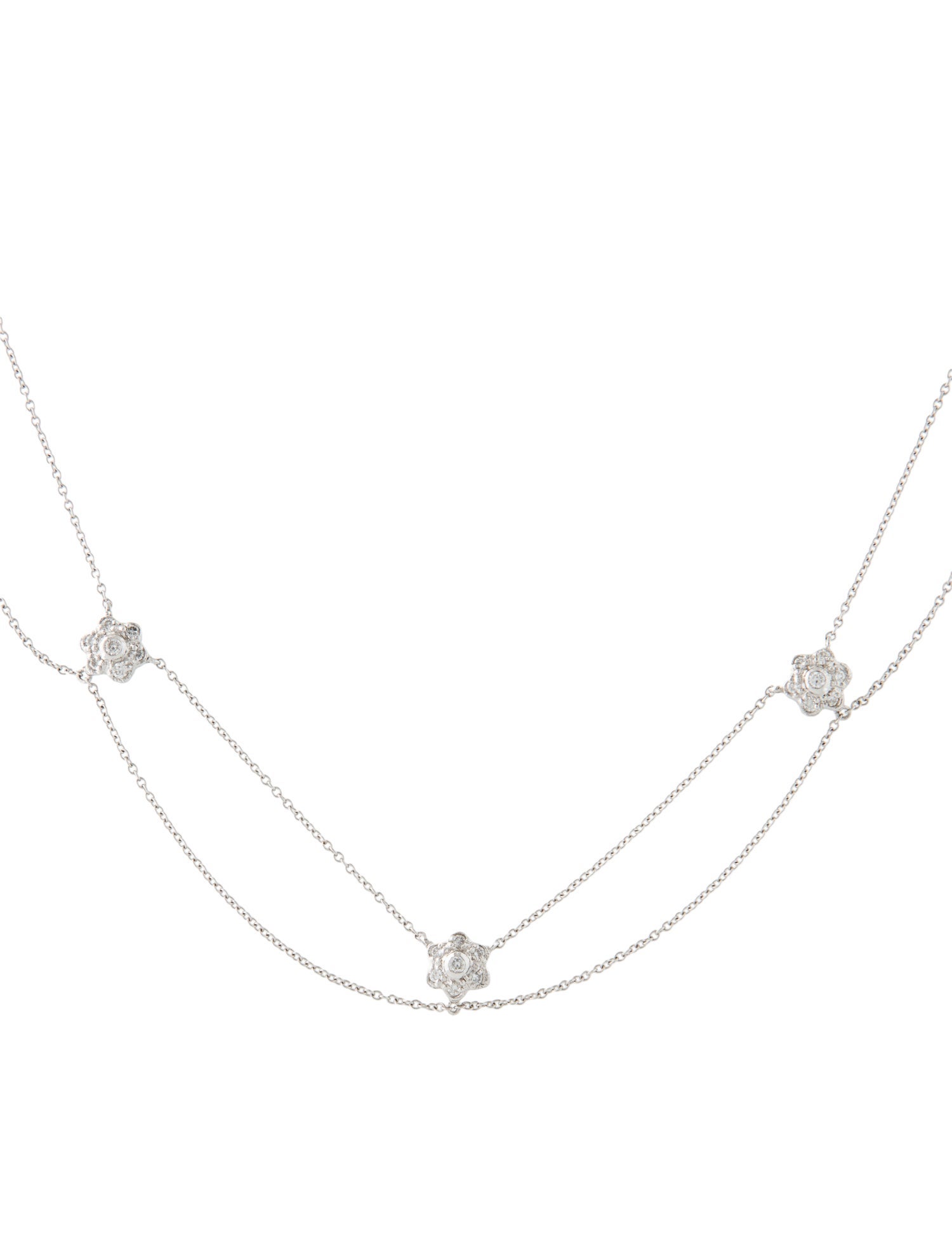 Necklace Platinum Diamond Floral Station