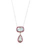 Necklace 14K Aquamarine & Ruby Pendant on PLatinum Chain