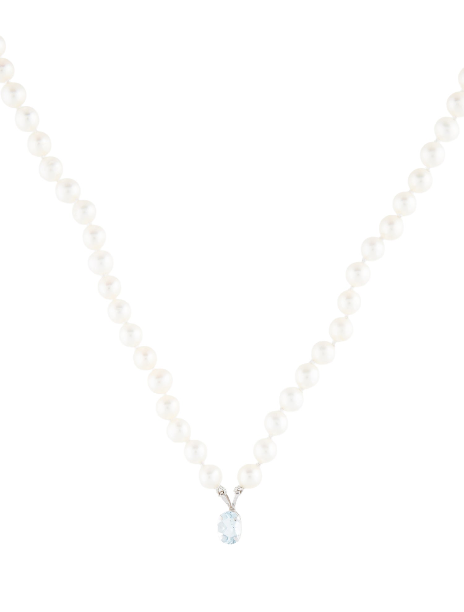 Necklace 14K Pearl & Aquamarine Pendant