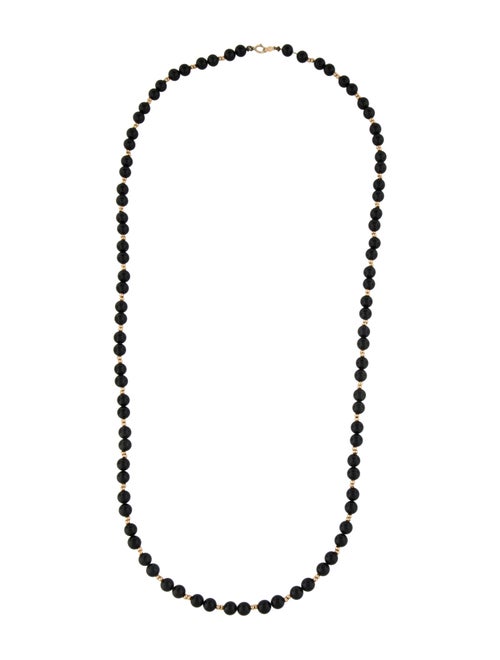 Necklace 14K Onyx Bead Strand Necklace