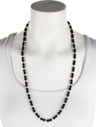Necklace 14K Onyx Bead Strand Necklace