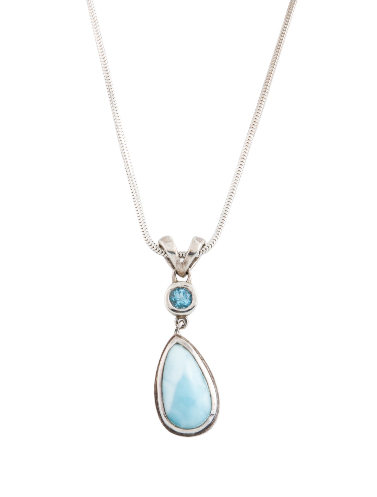 Necklace Larimar & Topaz Pendant