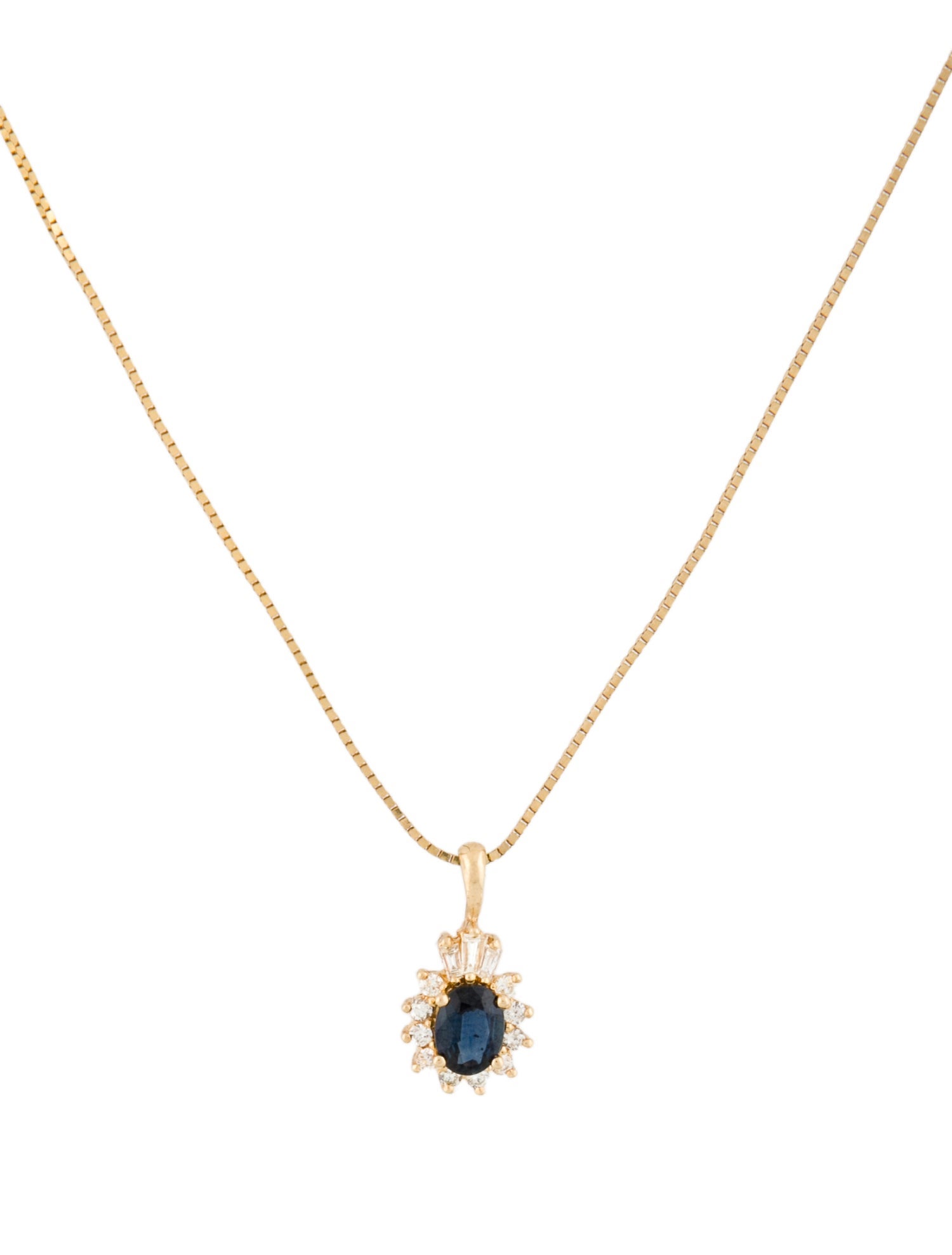 Necklace 14K Sapphire & Diamond Pendant