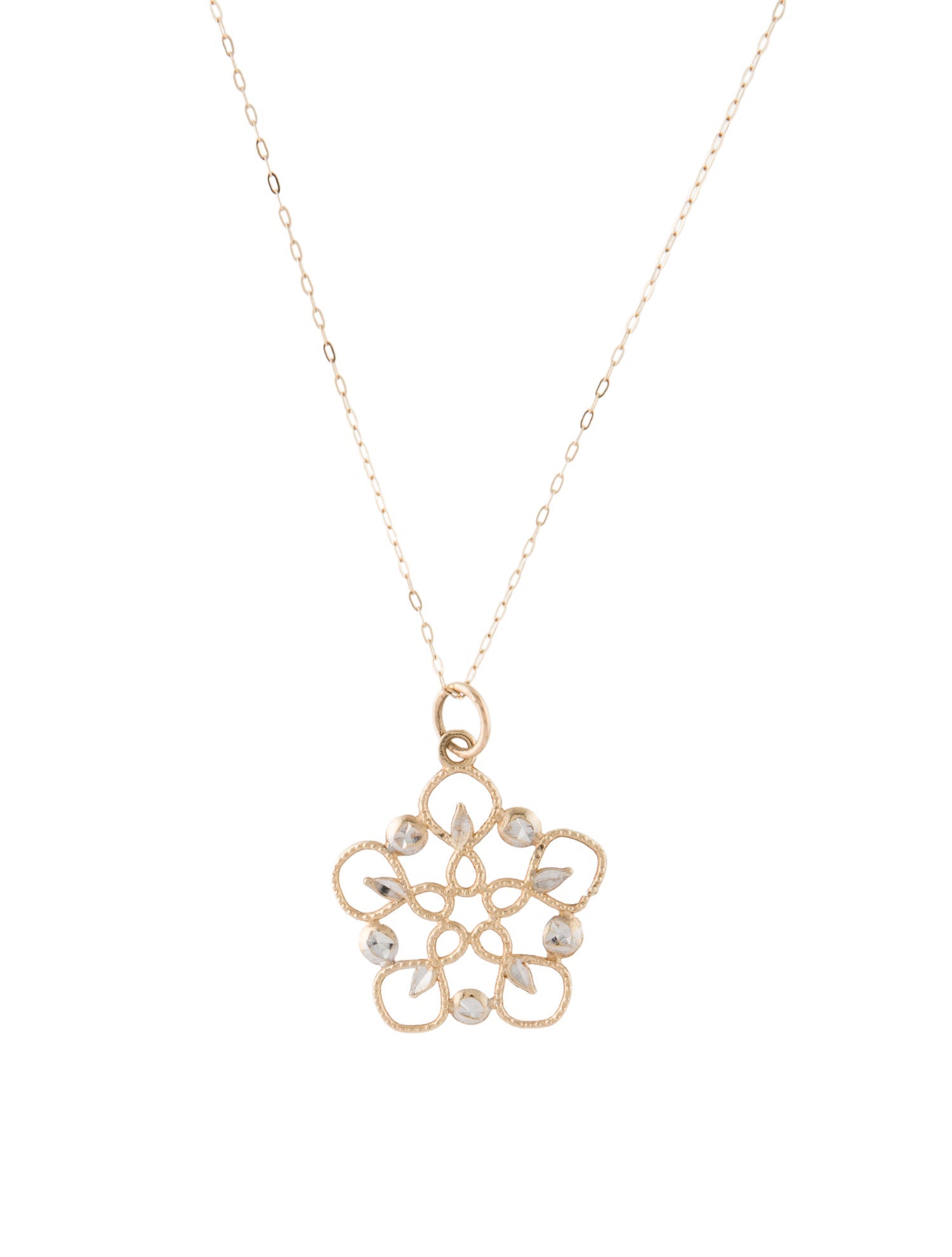 Necklace 14K Floral Star Pendant Necklace