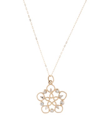 Necklace 14K Floral Star Pendant Necklace