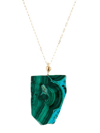 Necklace 14K Azurmalachite & Diamond Pendant Necklace