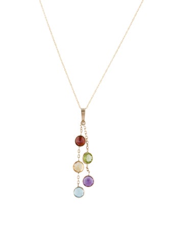 Necklace 14K Multi-Stone Pendant Necklace