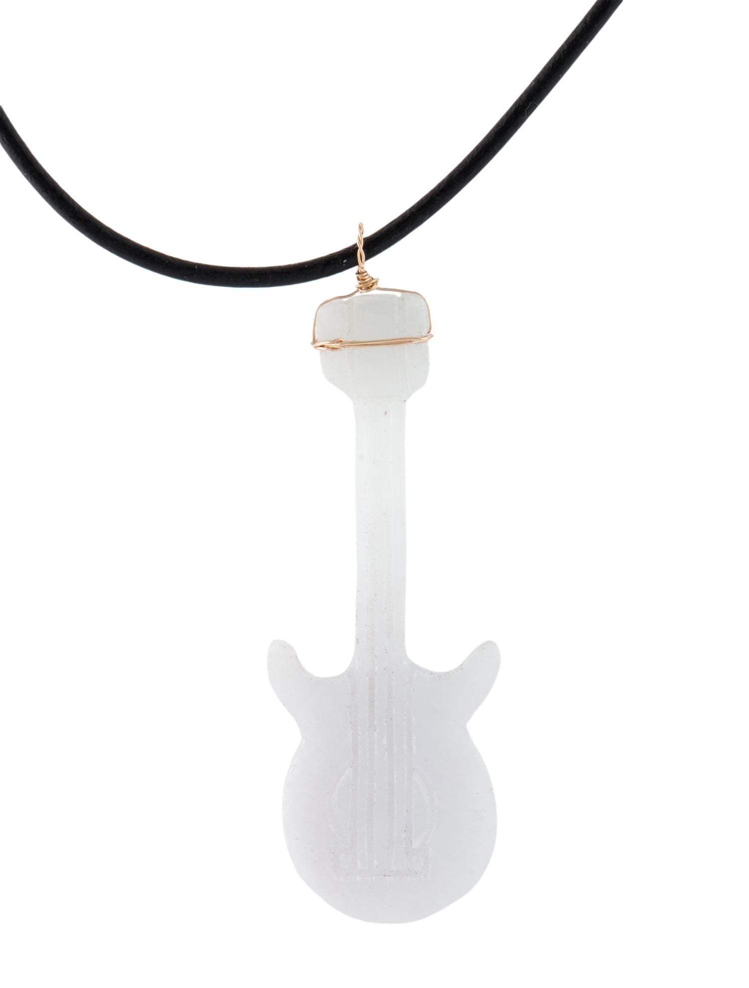 Necklace 14K Jadeite Guitar Pendant