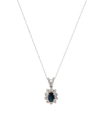 Necklace 14K Sapphire & Diamond Pendant Necklace