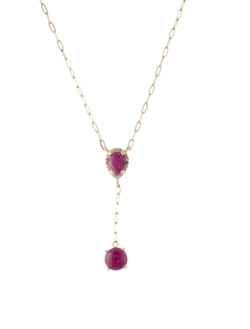 Necklace 14K 2.11ctw Ruby & Diamond Lavalier Necklace