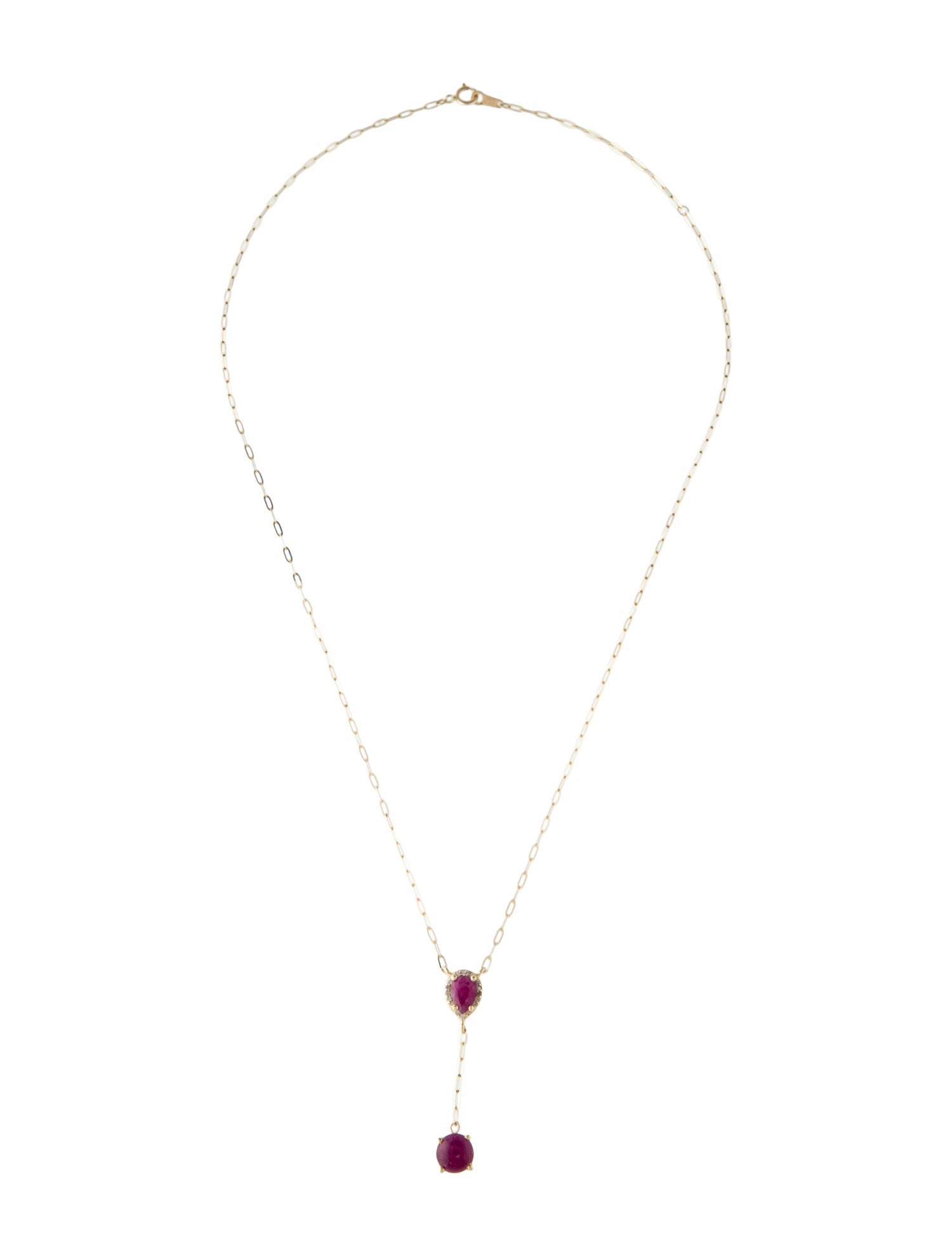 Necklace 14K 2.11ctw Ruby & Diamond Lavalier Necklace