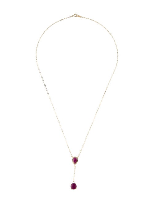 Necklace 14K 2.11ctw Ruby & Diamond Lavalier Necklace