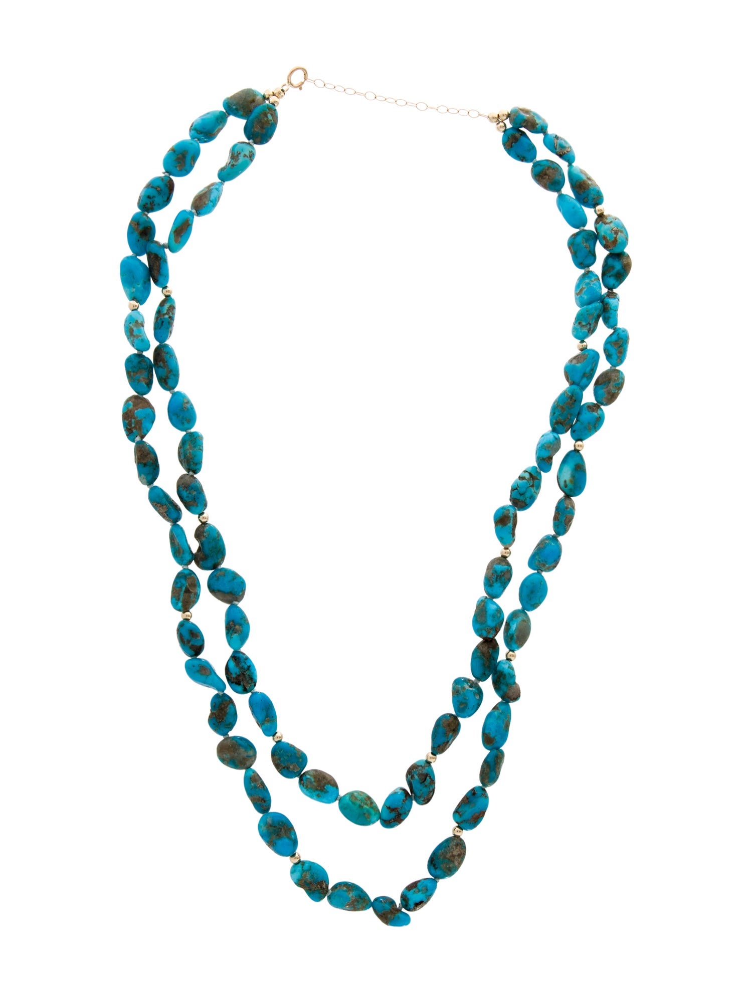 Necklace 14K Turquoise Double Strand Necklace