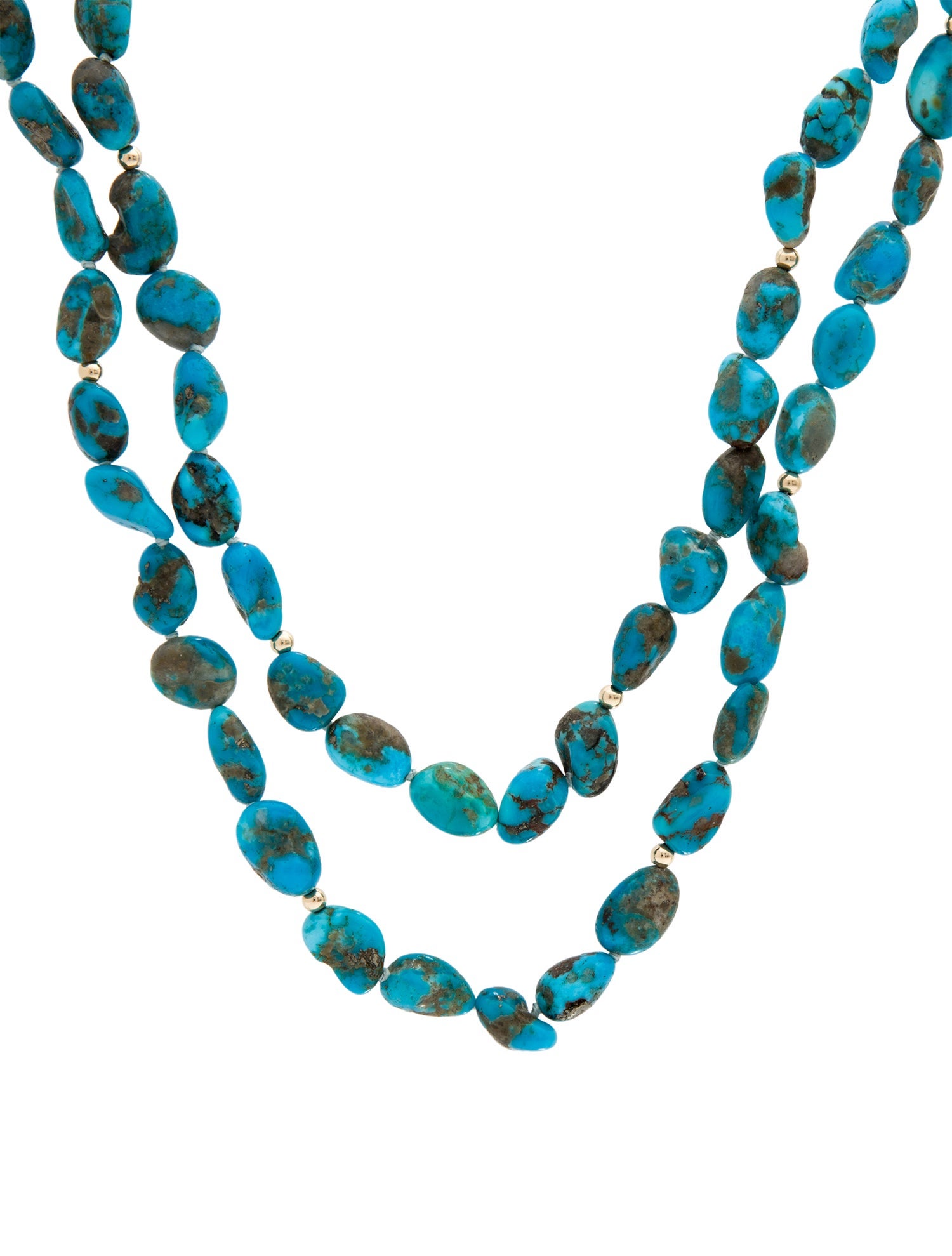 Necklace 14K Turquoise Double Strand Necklace