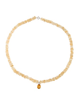 Necklace 14K Citrine Bead Pendant Necklace