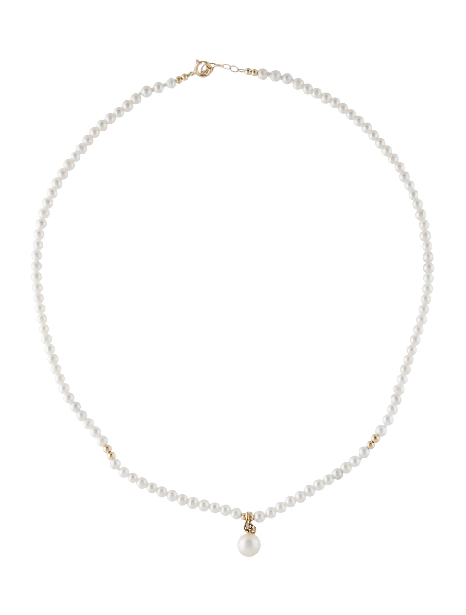 Necklace 14K Pearl & Diamond Pendant Necklace