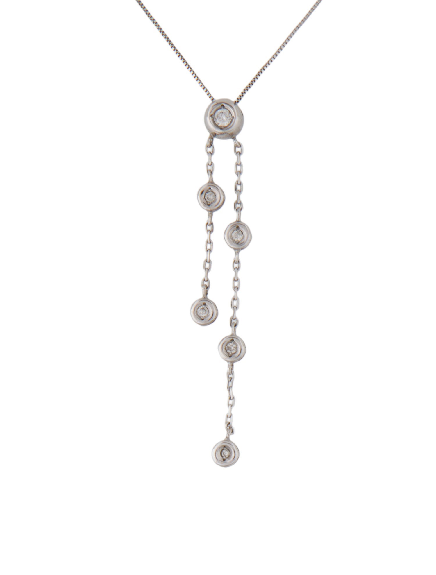 Necklace 18K Diamond Drop Pendant w/ 14K Box Chain