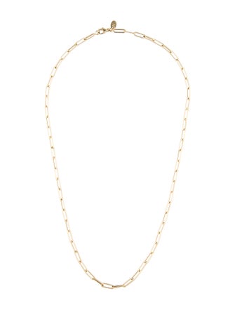 Necklace 14K Hollow Paperclip Link Chain Necklace