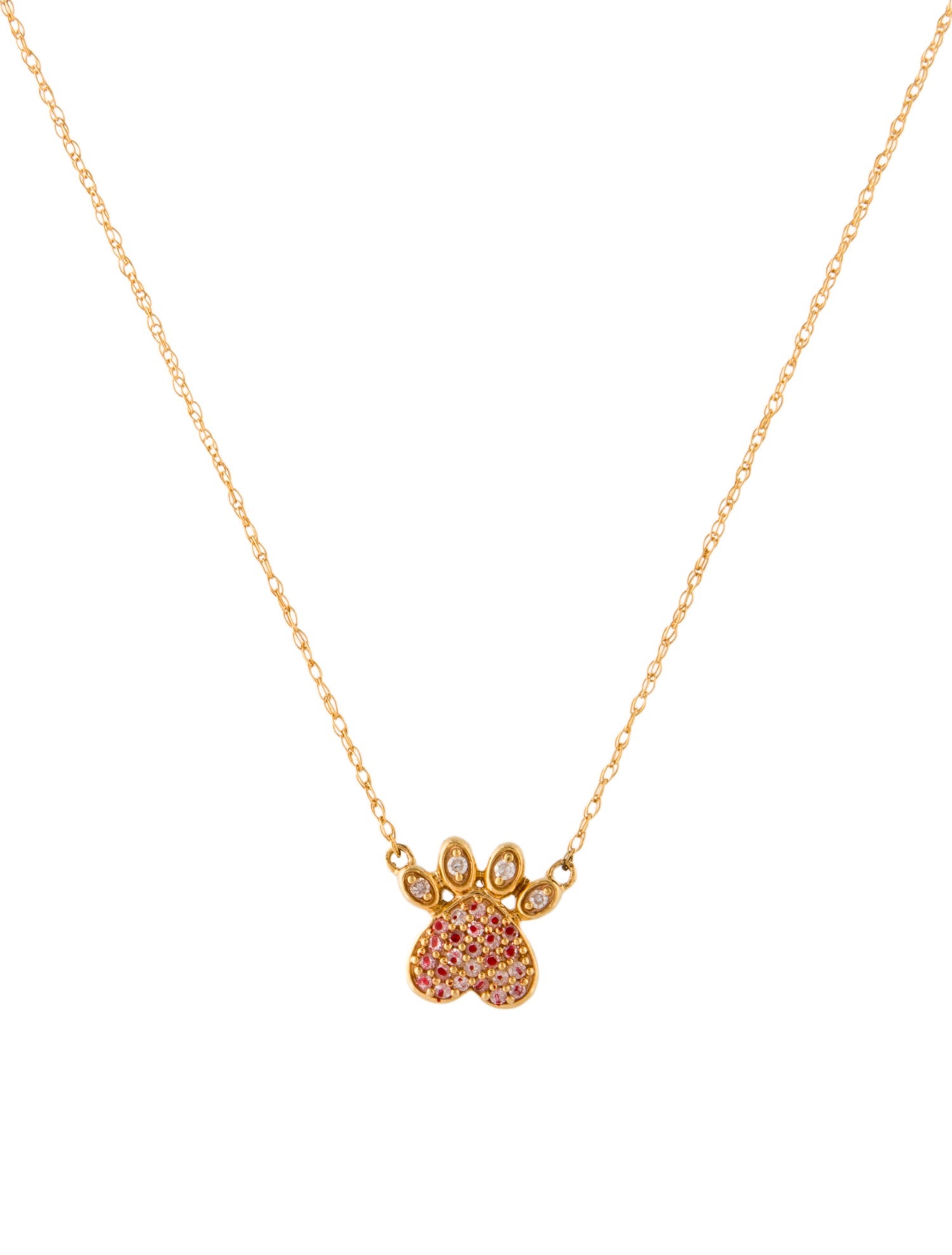 Necklace 10K Diamond Paw Pendant Necklace