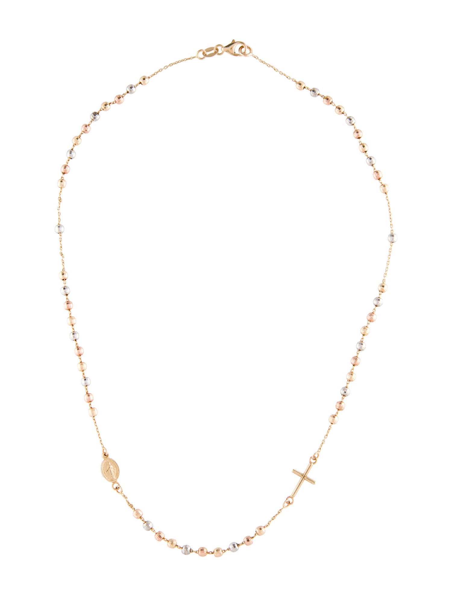 Necklace 14K Tri-Tone Cross Station Necklace