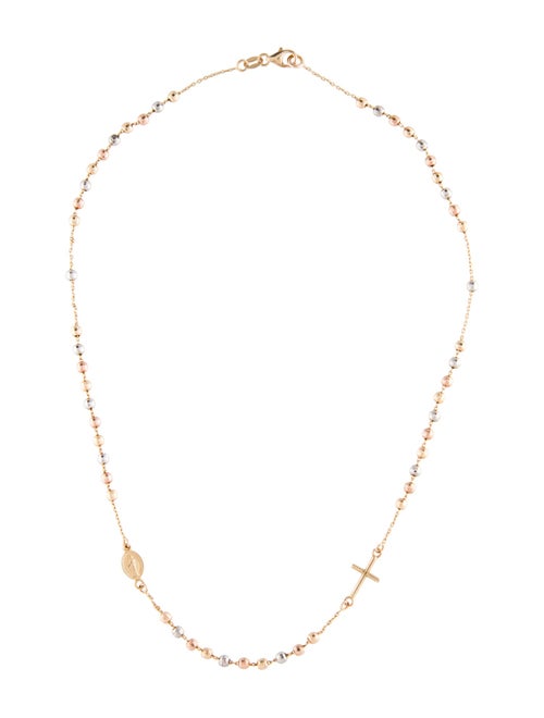 Necklace 14K Tri-Tone Cross Station Necklace