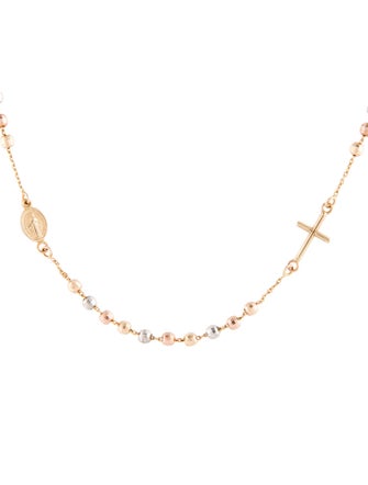 Necklace 14K Tri-Tone Cross Station Necklace