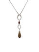Necklace 18K Smoky Quartz, Diamond & Garnet Pendant Necklace
