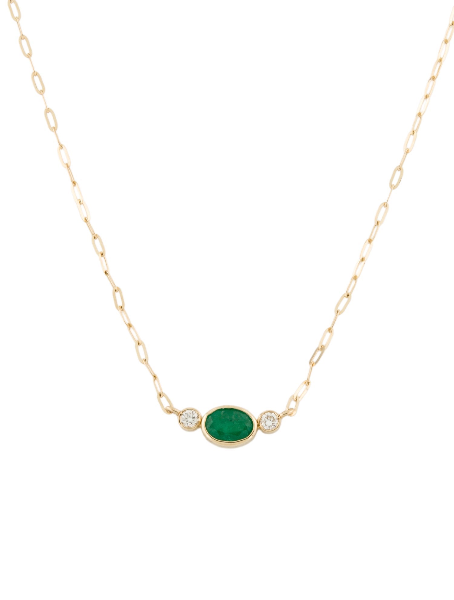 Necklace 14K Emerald & Diamond Pendant