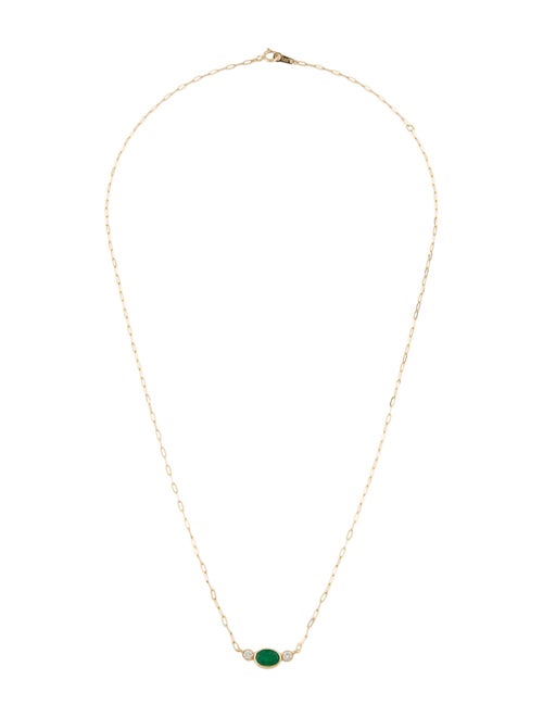 Necklace 14K Emerald & Diamond Pendant Necklace