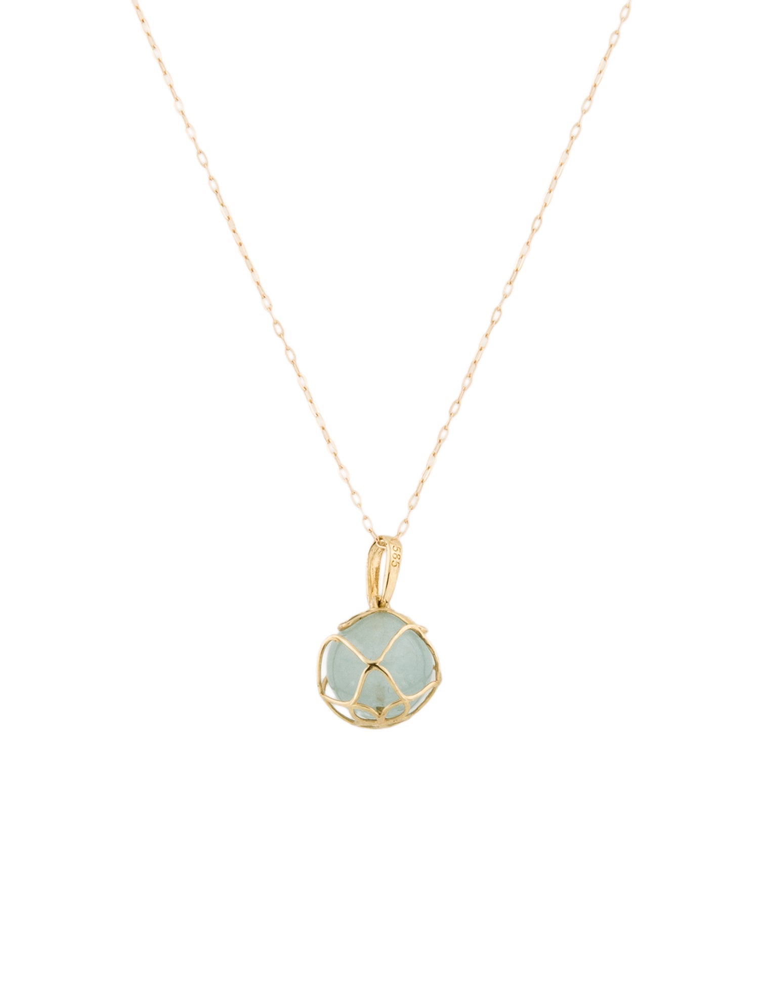 Necklace 14K Aquamarine Caged Pendant